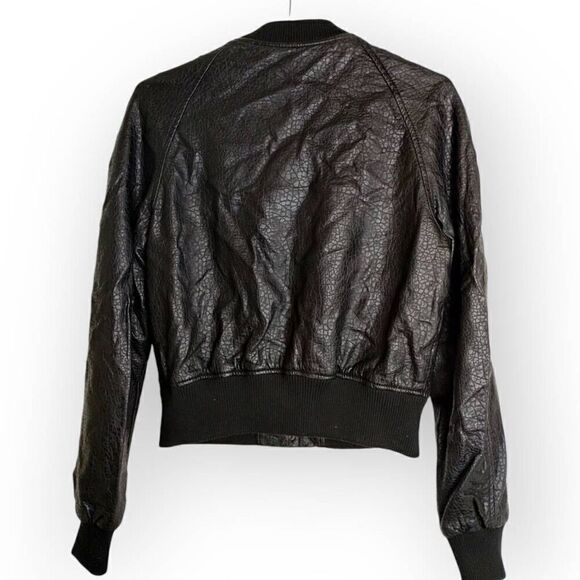 Fillmore Womens Jacket Sz Small Faux Black Leather Moto Zip Front Gorpcore Grung - Picture 2 of 15